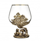 Бокал для коньяка Волки 420 мл в деревянной шкатулке