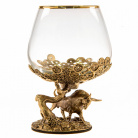 Набор из 6-х бокалов для коньяка Звери 310 мл в деревянной шкатулке из массива