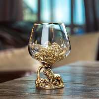 Набор из 6-ти бокалов для коньяка  Царь-Лев 420 мл в деревянной шкатулке из массива