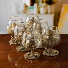 Набор из 6-и бокалов для коньяка Охота на Медведя 420 мл в деревянной шкатулке из массива