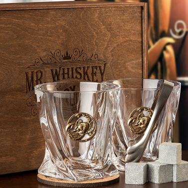 Набор из 2х бокалов для виски с накладкой "Рак", упаковка Mr Whiskey