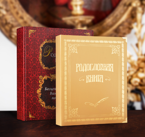 Родословная книга Классическая золотая в картонной коробке