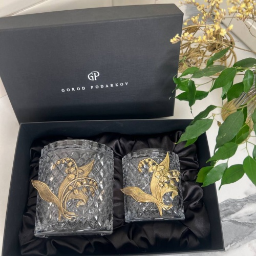 Набор Ландыши: две шкатулки большая и малая с накладками Ландыши в черной подарочной коробке