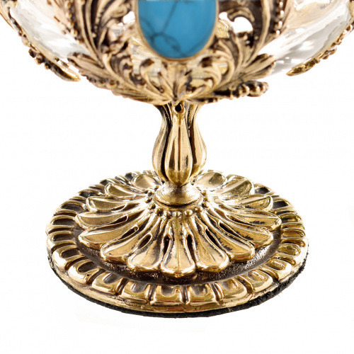 Бокал для коньяка с искусственным камнем Бирюза 420 мл в подарочной коробке