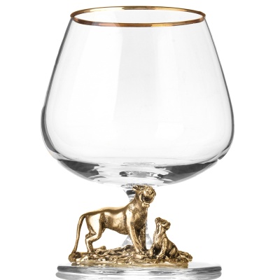 Подарочный бокал для коньяка "Львица" в картонной коробке