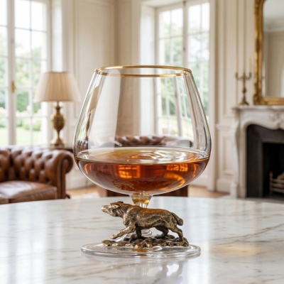 Подарочный бокал для коньяка "Волк" в подарочной коробке