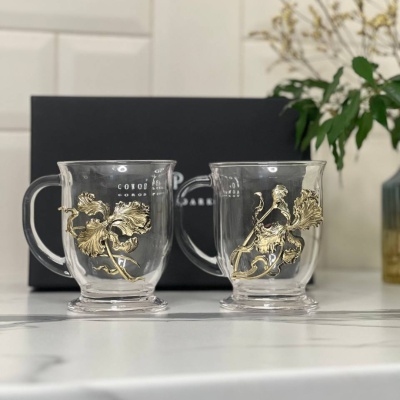 Набор для глинтвейна: 2 чашки с накладками Ирис в черной коробке