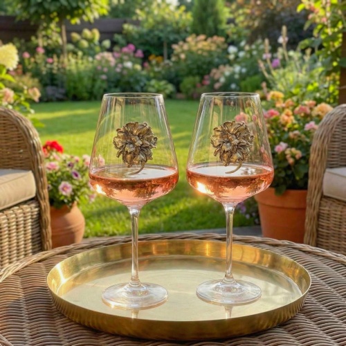 Набор бокалов для вина Корвус с накладками Пионы в картонной коробке