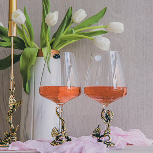 Подарочный набор из 2 бокалов для вина "Бабочки" в картонной коробке