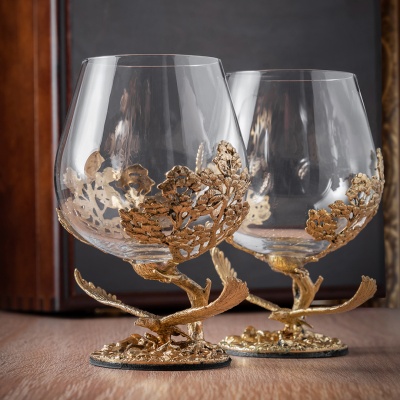 Набор 2 бокала для коньяка "Парящий Орел", в шкатулке из массива