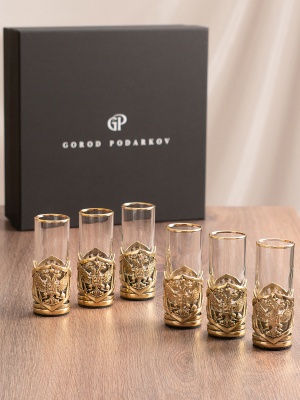 Набор 6 стопок Патрон "Герб РФ" "Великая Россия",в черн. под уп.