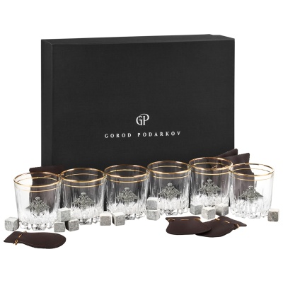 Набор из 6-ти бокалов для виски "Отечество Долг Честь" в подарочной коробке