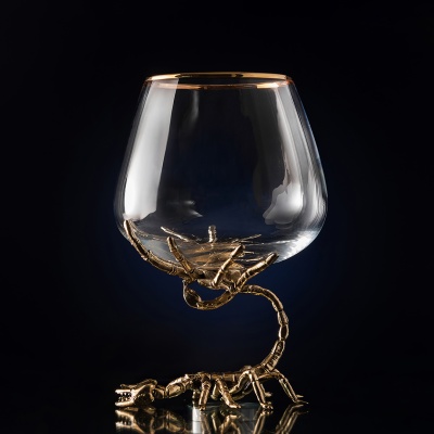 Набор 4 бокала для коньяка  (Р) "Скорпион" новый, в черной подарочной упаковке(ключница).