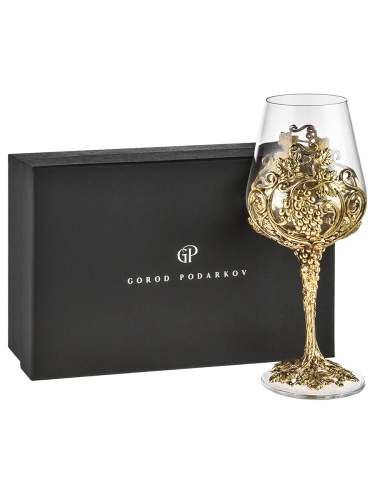Бокал для вина "Лоза Роял",в черной подарочной упаковке.