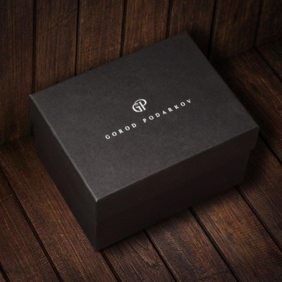 Набор из 6-ти стопок для водки Сиде с накладками Настоящий мужчина в черной коробке