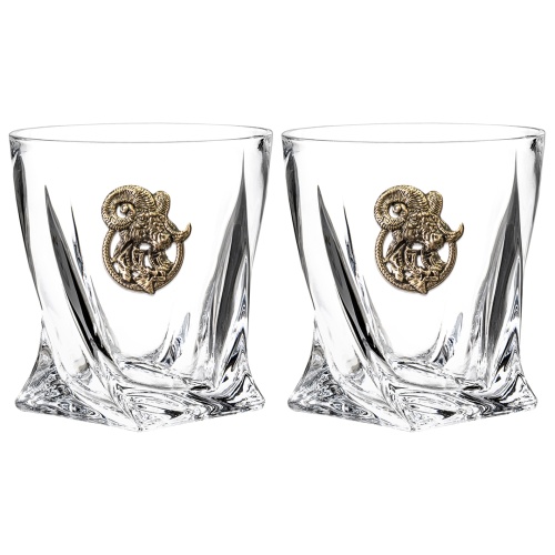Набор 2 бокала для виски с накладкой "Козерог", в шкатулке Mr Whiskey