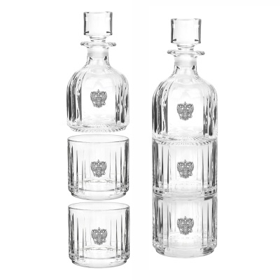 Набор Пирамида, 2 бокала для виски со Штофом накладка "Герб РФ", в тубусе