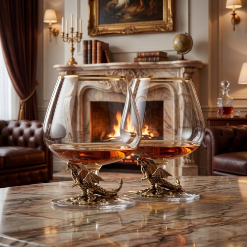 Набор из 2-х бокалов для коньяка "Дракон" в черной подарочной коробке