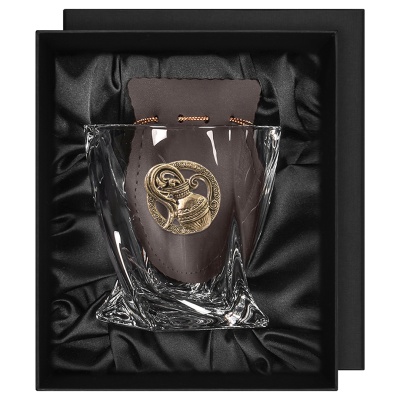 Бокал для виски с накладкой "Водолей", в коробке из дизайнерского картона