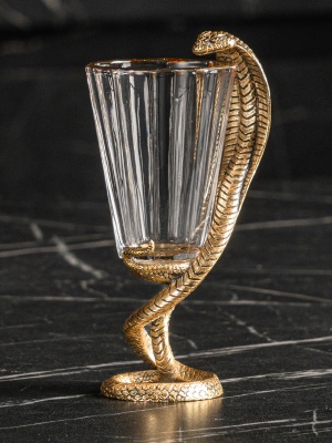 Набор 3 лафитника и статуэтка "Змея",  в коробке из дизайнерского картона