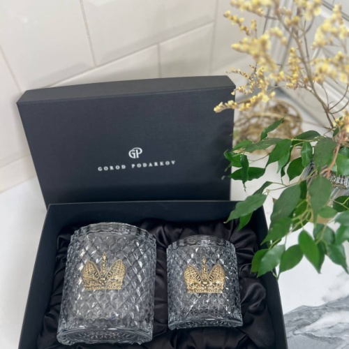 Набор Корона: две шкатулки большая и малая с накладками Корона в черной подарочной коробке