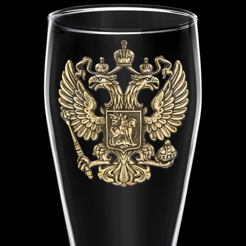 Набор 2 бокала для пива, накл. "Герб РФ/Георгий Победоносец" ВЕЛИКАЯ РОССИЯ ,в ч/б коробке