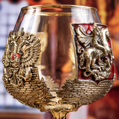 Бокал для коньяка 420 мл Москва Георгий Победоносец в подарочной коробке