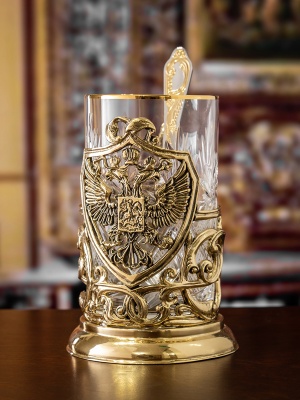 Набор для чая Подстаканник Герб России в подарочной коробке