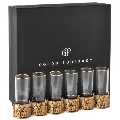 Набор 6 стопок патрон Профессии "Нефтяник", в черной подарочной упаковке