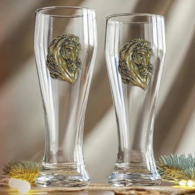 Набор 2 бокала для пива "Лошадь" в картонной коробке