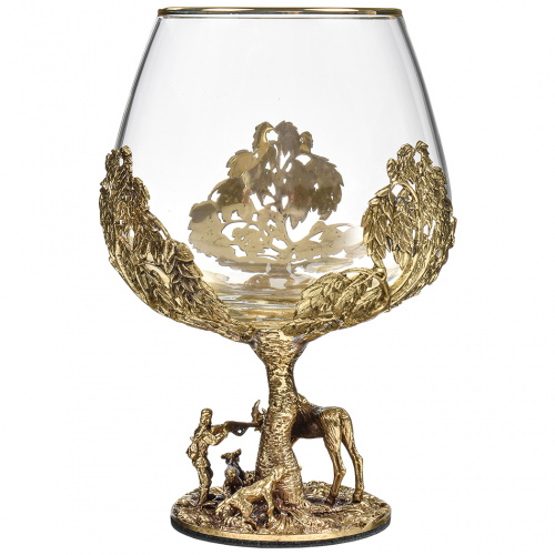 Бокал для коньяка Охота на Лося 420 мл в подарочной коробке