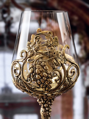 Набор 4 бокала для вина "Лоза Роял", в деревянной шкатулке