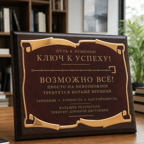 Плакетка наградная Ключ к успеху! Путь к решению в черной коробке