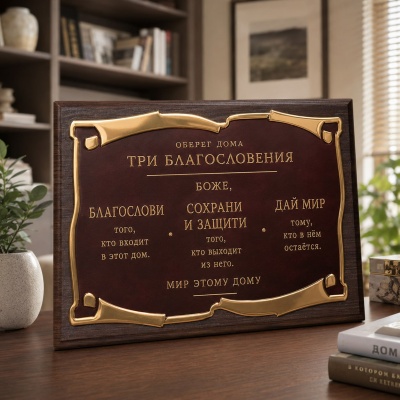 Плакетка наградная Оберег дома. Три благословения в черной коробке