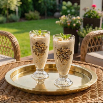 Набор для коктейлей и смузи: 2 бокала с накладками Пион в черной коробке