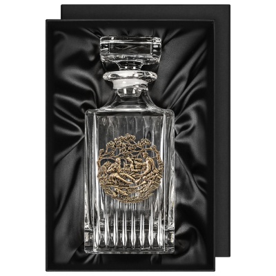 Штоф с накладкой "Три Охотника", в коробке из дизайнерского картона