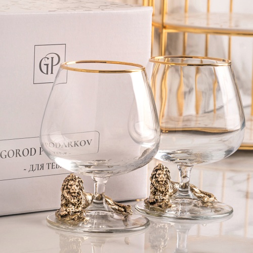 Набор из 2-х бокалов для коньяка "Лев лежачий" в картонной коробке