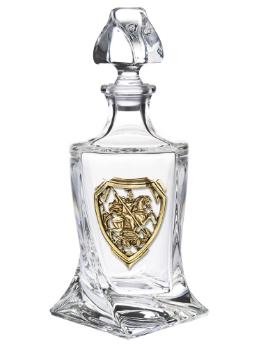 Набор 4 бокала для виски со Штофом накладка "Герб РФ", в коробке из дизайнерского картона