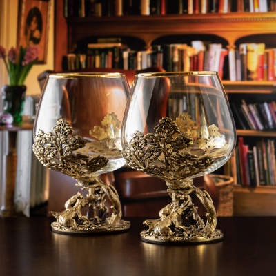 Набор 2 бокала для коньяка "Медведи", в коробке из дизайнерского картона