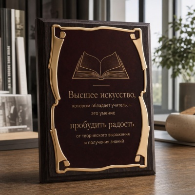 Плакетка подарочная Высшее искусство в подарочной коробке