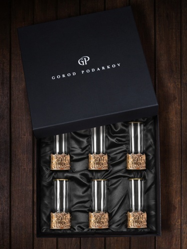 Набор 6 стопок патрон Профессии "Газовик", в коробке из дизайнерского картона