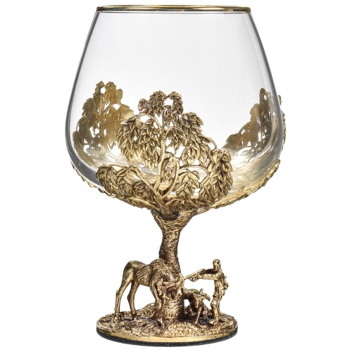 Набор 2 бокала для коньяка "Охота на Лося", в шкатулке из массива