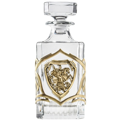 Набор "Великая Россия": 4 бок.для виски "Квадро",Штоф "TImeless",накл."Георгий Поб",кам/меш.,черн.уп