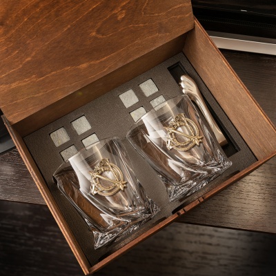 Набор 2 бокала для виски с накладкой "Стрелец", в шкатулке Mr Whiskey