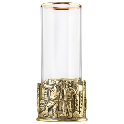 Набор Штоф "TImeless",накл."Строитель" латунь,новая,и 6 стопок патрон "Строитель", в дер.шк.