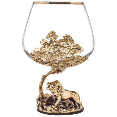 Набор 2 бокала для коньяка "Тигр" и "Лев", в шкатулке из массива