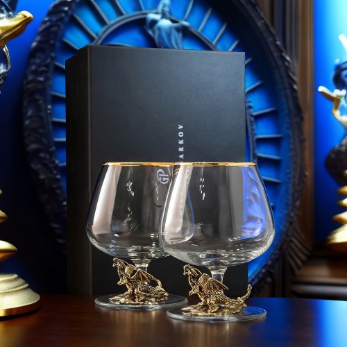Набор из 2-х бокалов для коньяка "Дракон" в черной подарочной коробке
