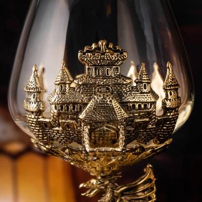 Набор из 4-х бокалов для коньяка, ручная работа,  Дракон  (Р) в подарочной упаковке