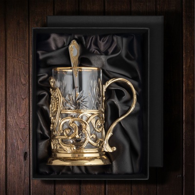 Набор для чая Подстаканник Герб России в подарочной коробке