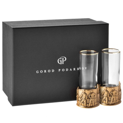 Набор 2 стопки патрон Профессии "Нефтяник",  в черной подарочной упаковке